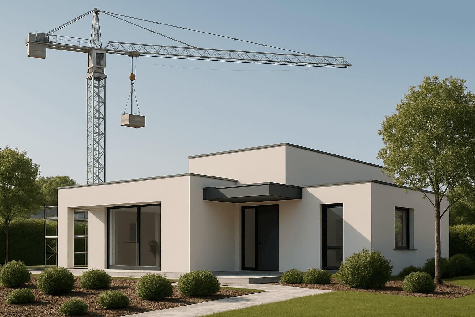 Minimalist modern house with a flat roof and a garden